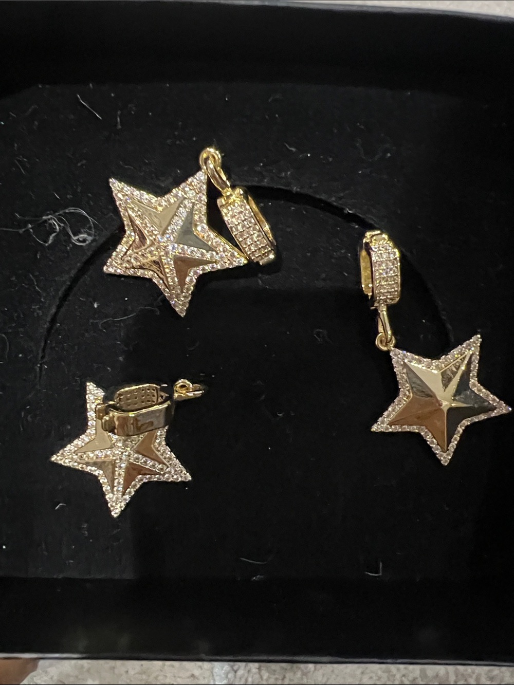 ONE Gold Star NECKLACE CHARM  pave